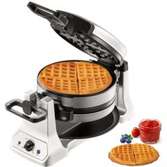 VEVOR 2-Layer Waffle Maker, 2 Pieces per Batch, 1400W Round Waffle Iron, Non-Stick Waffle Baker Machine with 122-572℉ / 50-300℃ Temp Range Teflon-Coated Baking Pans Stainless Steel Body, 120V