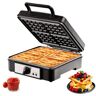 VEVOR Waffle Maker, 4 Slices per Batch, 1200W Square Waffle Iron, Non-Stick Waffle Baker Machine with 122-572℉ / 50-300℃ Temperature Range Teflon-Coated Baking Pans Stainless Steel Body, 120V