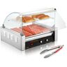 VEVOR Hot Dog Roller, 11 Rollers 30 Hot Dogs Capacity, 1650W Stainless Sausage Grill Cooker Machine with Dual Temp Control Glass Hood Acrylic Cover Bun Warmer Shelf Removable Drip Tray, ETL Certified