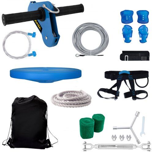 VEVOR Zip line Kits for Backyard 80FT, Zip Lines for Kid and Adult, Included Swing Seat, Zip Lines Brake, and Steel Trolley, Outdoor Playground Equipment