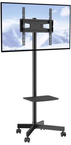 VEVOR Mobile TV Stand, Mobile TV Cart for 23 to 60 inch TVs, Height Adjustable Portable TV Stand with Wheels, with A Tray for Audio-Visual Devices, Rolling TV Stand with Mount for Bedroom, Living Room