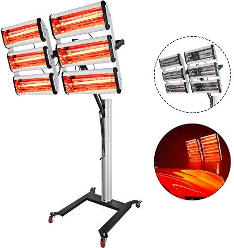 VEVOR Paint Curing Lamp 6000W Baking Infrared Auto Body Repair Lamp 110V Short Wave Infrared Heater 6000W Heating Light Spray Booth With Stand Structure