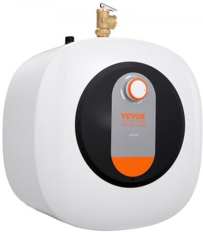 VEVOR Electric Mini-Tank Water Heater, 4-Gallon Tank Hot Water Boiler Storage, 1400W Power, Safety Temperature Pressure Valve Easy Install, for Kichen Bathroom Restaurant, Shelf Wall Floor Mounted