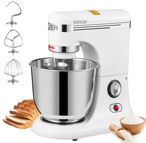 VEVOR 600W Stand Mixer 11-Speed Tilt-Head Dough Mixer 7.4 Qt Bowl 3 Attachments