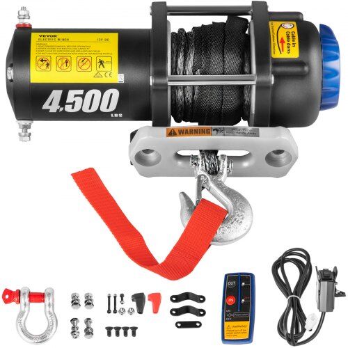 VEVOR Electric Winch, 4700 lbs Capacity, 42.6'/13m Synthetic Rope, Waterproof ATV UTV Winches w/ Wireless Remote and Corded Control & Hawse Fairlead, for Towing Jeep Off Road SUV Truck Car Trailer