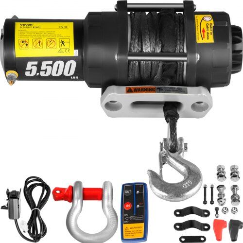 VEVOR Electric Winch, 5700 lbs Capacity, 42.6'/13m Synthetic Rope, Waterproof ATV UTV Winches w/ Wireless Remote and Corded Control & Hawse Fairlead, for Towing Jeep Off Road SUV Truck Car Trailer