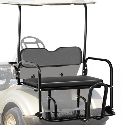 VEVOR Golf Cart Rear Seat, Club Car Rear Seat for Club Car DS 2000.5 - Up, Heavy Duty Golf Cart Back Seat 1102 lbs Capacity,Black Golf Cart Flip Folding Rear Back Seat Kit w/Grab Bar & Roof Support