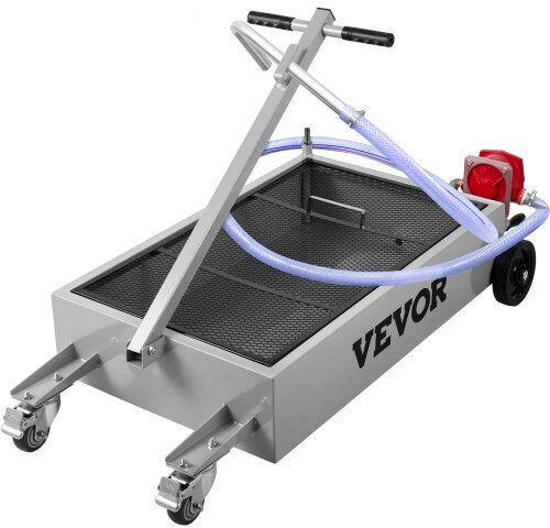 VEVOR Oil Drain Pan 15 Gallon Oil Drain Tank, 57L Low Profile Oil Drain Pan, Large Capacity Oil Change Pan, Foldable Hand, with Pump, Hose, Swivel Casters Wheels for Car, SUV, Trucks Oil Draining