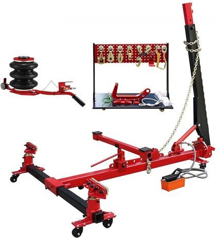 VEVOR Auto Body Frame Straightener, 6 Ton Tension Car Frame Puller, Auto Body Frame Machine with Swivel Post, Hydraulic Foot Pump, Airbag Jack and Pulling Clamp Set, for Auto Body Frame Repair