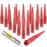 VEVOR M14x1.5 Spike Lug Nuts, 24 PCS Chrome Spiked Lug Nuts 14mmx1.5, 4.4" Tall Closed End Acorn Wheel Lug Nut w/ 1 Socket Key, Compatible with Chevy Silverado 1500 2500 3500, Ford GMC Sierra, Red