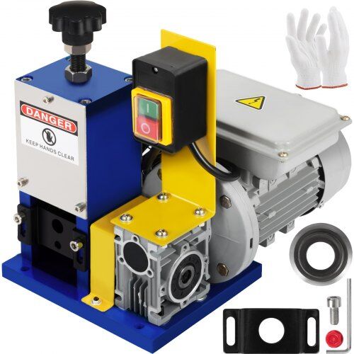 VEVOR Automatic Electric Wire Stripping Machine 0.05"-0.98", Cable Wire Stripper Machine, Portable Wire Stripper Machine for Scrap Copper Recycling, Including A Extra Blade(Dark Blue)