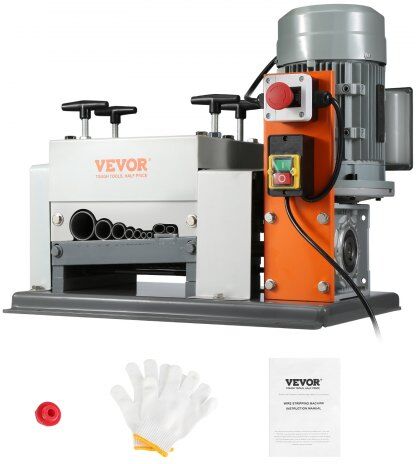 VEVOR Automatic Wire Stripping Machine, 0.06''-1.57'' Electric Motorized Cable Stripper, 1500 W, 88 ft/min Wire Peeler with Double Blades (Cut/Peel), 9 Channels for Scrap Copper Recycling