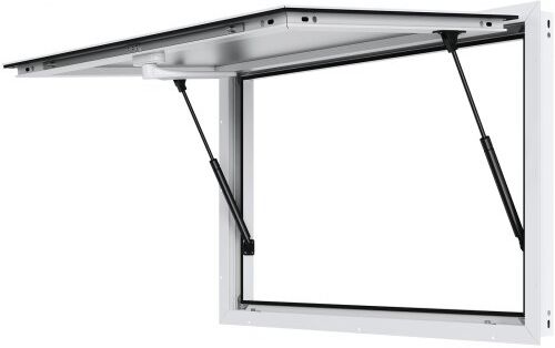 VEVOR Concession Window 48"x36", Aluminum Alloy Food Truck Service Window with Awning Door & Drag Hook, Up to 85 Degrees Stand Serving Window for Food Trucks Concession Trailers, Glass Not Included