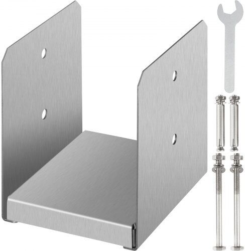 VEVOR Standoff Post Base Inner Size 5.71 x 5.2" (Use for 6 x 6") 316 Stainless Steel Adjustable Post Base Post Anchor with Fiber Drawing Surface and Full Set of Accessories for Rough Size Lumber