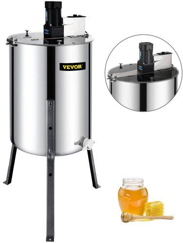 VEVOR Electric Honey Extractor 4 Frame Bee Honey Extractor Separator Stainless Steel Honey Frame Extractor Spinner Drum Beekeeping Extractor Apiary Centrifuge Equipment