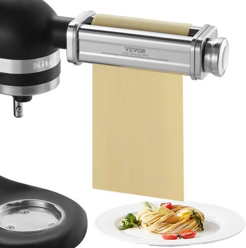 VEVOR Pasta Attachment for KitchenAid Stand Mixer, Stainless Steel Pasta Sheet Roller Attachment, Pasta Maker Machine Accessory with 8 Adjustable Thickness Knob, KitchenAid Pasta Attachment by VEVOR