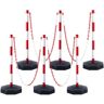 VEVOR Adjustable Traffic Delineator Post Cones, 6 Pack, Traffic Safety Delineator Barrier with Fillable Base 6.6FT Chain, for Traffic Control Warning Parking Lot Construction Caution Roads, Red&White