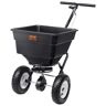 VEVOR Broadcast Spreader, 100 LB Walk-Behind Turf Spreader with 12" Wheels, Steel Push Fertilizer Spreader, Garden Seeder, and Salt Spreader, Designed for Residential, Farm, and Tough Terrain, Black