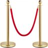 VEVOR Velvet Ropes and Posts, 5 ft/1.5 m Red Rope, Stainless Steel Gold Stanchion with Ball Top, Red Crowd Control Barrier Used for Theaters, Party, Wedding, Exhibition, Ticket Offices 2 Pack Sets