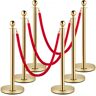 VEVOR Velvet Ropes and Posts, 5 ft/1.5 m Red Rope, Stainless Steel Gold Stanchion with Ball Top, Red Crowd Control Barrier Used for Theaters, Party, Wedding, Exhibition, Ticket Offices Pack Sets (6)