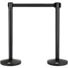 VEVOR Crowd Control Stanchions, 2-Pack Crowd Control Barriers, Carbon Steel Baking Painted Stanchion Queue Post with 11FT Black Retractable Belt, Belt Barriers Line Divider for Exhibition, Airport