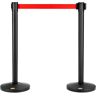 VEVOR Crowd Control Stanchions, 2-Pack Crowd Control Barriers, Carbon Steel Baking Painted Stanchion Queue Post with 11FT Red Retractable Belt, Belt Barriers Line Divider for Exhibition, Airport