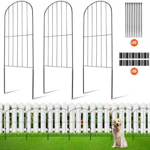 VEVOR Garden Fence, No Dig Fence 24in(H) x30ft(L) Animal Barrier Fence, Underground Decorative Garden Fencing with 2 Inch Spike Spacing, Metal Dog Fence for The Yard and Outdoor Patio, 28 Pack