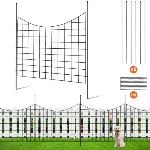 VEVOR Garden Fence, No Dig Fence 36.6in(H) x12ft(L) Animal Barrier Fence, Underground Decorative Garden Fencing with 2.5 Inch Spike Spacing, Metal Dog Fence for The Yard and Outdoor Patio, 5 Pack