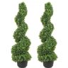 VEVOR 2 pcs. Artificial Boxwood Tower Topiary Spiral Artificial Plant 122cm high Decorative Plant Green Plastic PE Iron Topiary Plants incl. 10 pcs. Replacement Leaves