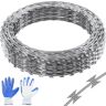 VEVOR Razor Wires, 147 ft Razor Barbed Wire, 3 Rolls Razor Wire Fencing Razor Fence, Double Spiral Razor Ribbon Barbed Wire Galvanized Razor Wire Fence, Rolls Razor for Garden