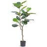 VEVOR Artificial Fiddle Leaf Fig Tree, 4 FT, Secure PE Material & Anti-Tip Tilt Protection Low-Maintenance Faux Plant, Lifelike Green Fake Potted Tree for Home Office Warehouse Decor Indoor Outdoor