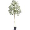 VEVOR Artificial Olive Tree, 5 FT Tall Faux Plant, Secure PE Material & Anti-Tip Tilt Protection Low-Maintenance Plant, Lifelike Green Fake Potted Tree for Home Office Warehouse Decor Indoor Outdoor