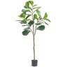 VEVOR Artificial Fiddle Leaf Fig Tree, 5 FT, Secure PE Material & Anti-Tip Tilt Protection Low-Maintenance Faux Plant, Lifelike Green Fake Potted Tree for Home Office Warehouse Decor Indoor Outdoor