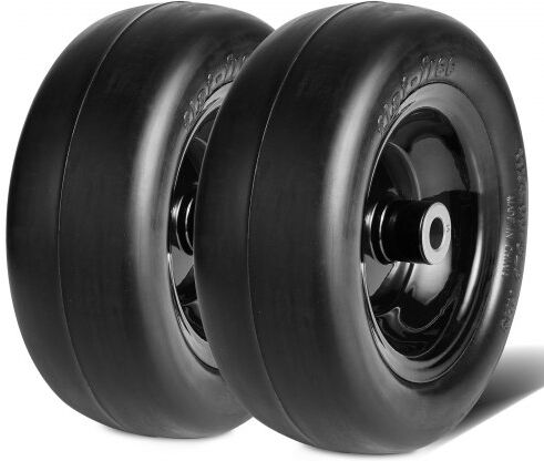 VEVOR Lawn Mower Tires with Rim, 11x4-7" Tubeless Tractor Tires, 2-Pack Tire and Wheel Assemby, Flat-free PU Tire, 3.4" Centered Hub, 3/4" Bushing Size, 20 PCS Adapters for Riding Mowers Lawn Tractors