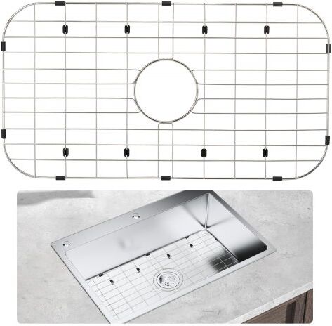 VEVOR Sink Protector Grid, 26"x14" Stainless Steel Sink Grates, Centered Drain Sink Grates with R90 Corner Radius, Large Sink Bottom Grids, Universal Bowl Rack Sink Accessory For Kitchen Sink, Silver