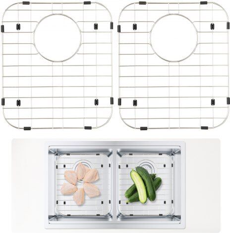 VEVOR Sink Protector Grid 2PCS, 13.3"x11.6" Stainless Steel Sink Grates, Rear Drain Sink Grates with R50 Corner Radius, Large Sink Bottom Grids, Universal Bowl Rack Sink Accessories For Kitchen Sink