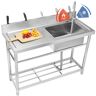 VEVOR Stainless Steel Utility Sink, 1 Compartment Free Standing Small Sink w/Workbench Faucet & legs, 47.2 x 19.7 x 37.4 in Commercial Single Bowl Sinks for Garage, Restaurant, Laundry, NSF Certified