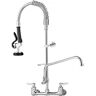 VEVOR Commercial Faucet with Pre-Rinse Sprayer, 8" Adjustable Center Wall Mount Kitchen Faucet with 12" Swivel Spout, 25" Height Compartment Sink Faucet for Industrial Restaurant, Lead-Free Brass