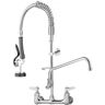 VEVOR Commercial Faucet Pre-Rinse with Sprayer, 8" Adjustable Center Wall Mount Kitchen Faucet with 12" Swivel Spout, 36" Height Compartment Sink Faucet for Industrial Restaurant, Lead-Free Brass