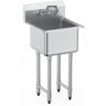 VEVOR Stainless Steel Prep & Utility Sink, 1 Compartment Free Standing Small Sink Include Faucet & legs, 18"x41" Commercial Single Bowl Sinks for Garage, Restaurant, Kitchen, Laundry, NSF Certified