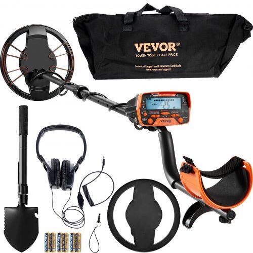 VEVOR Metal Detector for Adults & Kids, 10 Inch Waterproof Search Coil with LCD Display 7 Modes, Adjustable 41''-52'' Aluminum Stem, DSP Chip Higher Accuracy Gold Detector 10'' Detection Depth