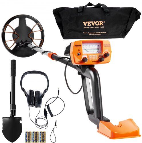 VEVOR Metal Detector for Adults & Kids, 8 Inch Waterproof Search Coil with High Accuracy Pointer Display, Adjustable 38''-49'' Gold Detector, Lightweight Aluminum Stem for Detecting Gold Treasure