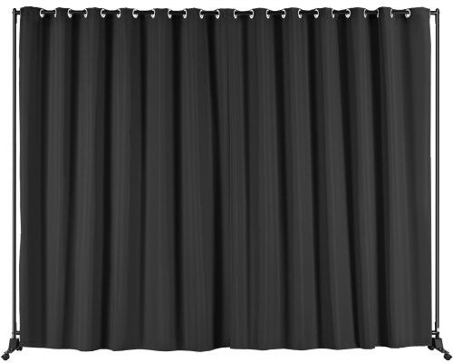 VEVOR Room Divider, 8 ft x 10 ft Portable Panel Room Divider with Wheels Curtain Divider Stand, Room Divider Privacy Screen for Office, Bedroom, Dining Room, Study, Black