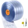 VEVOR Strip Curtain, 164' Length x 8" Width x 0.08" Thickness, Clear Ribbed PVC Curtain Strip Door Bulk Roll, Plastic Door Strips for Doorways of Supermarket, Garage, Warehouse, Barn, Pet Animal House