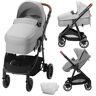 VEVOR Standard Baby Stroller, Infant Toddler Stroller with Bassinet, 3rd-Gear Adjustable Backrest & Foldable & Reversible Seat, Carbon Steel Newborn Stroller with Leg Cover and Mesh Net, Light Grey