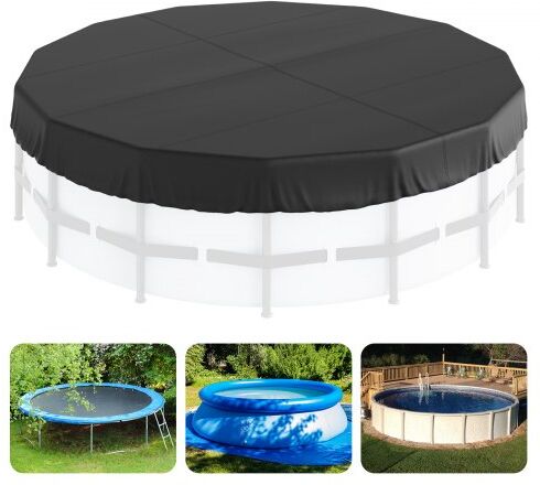 VEVOR 15 Ft Round Pool Cover, Solar Covers for Above Ground Pools, Safety Pool Cover with Drawstring Design, 420D Oxford Fabric Summer Pool Cover, Waterproof and Dustproof, Black