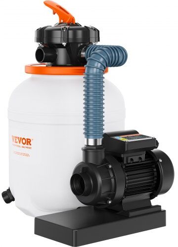 VEVOR Sand Filter Pump for Above Ground Pools, 12-inch, 1585 GPH, 0.33 HP Swimming Pool Pumps System & Filters Combo Set with 5-Way Multi-Port Valve & Pressure Gauge, for Domestic and Commercial Pools