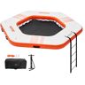 VEVOR Inflatable Floating Dock, ø8.5FT Inflatable Dock Platform with ø5FT Trampoline Mesh Pool, Non-Slip Floating Platform Water Mat with Portable Bag & Detachable Ladder for Pool Beach Relaxation