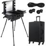 VEVOR Rolling Makeup Case 28"x21"x54" with LED Light Mirror Adjustable Legs Lockable Train Table Studio Artist Cosmetic