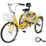 Vevor 24" Adult Tricycle 3-Wheel 7 Speed Bicycle Trike Double Basket 330LBS Bike